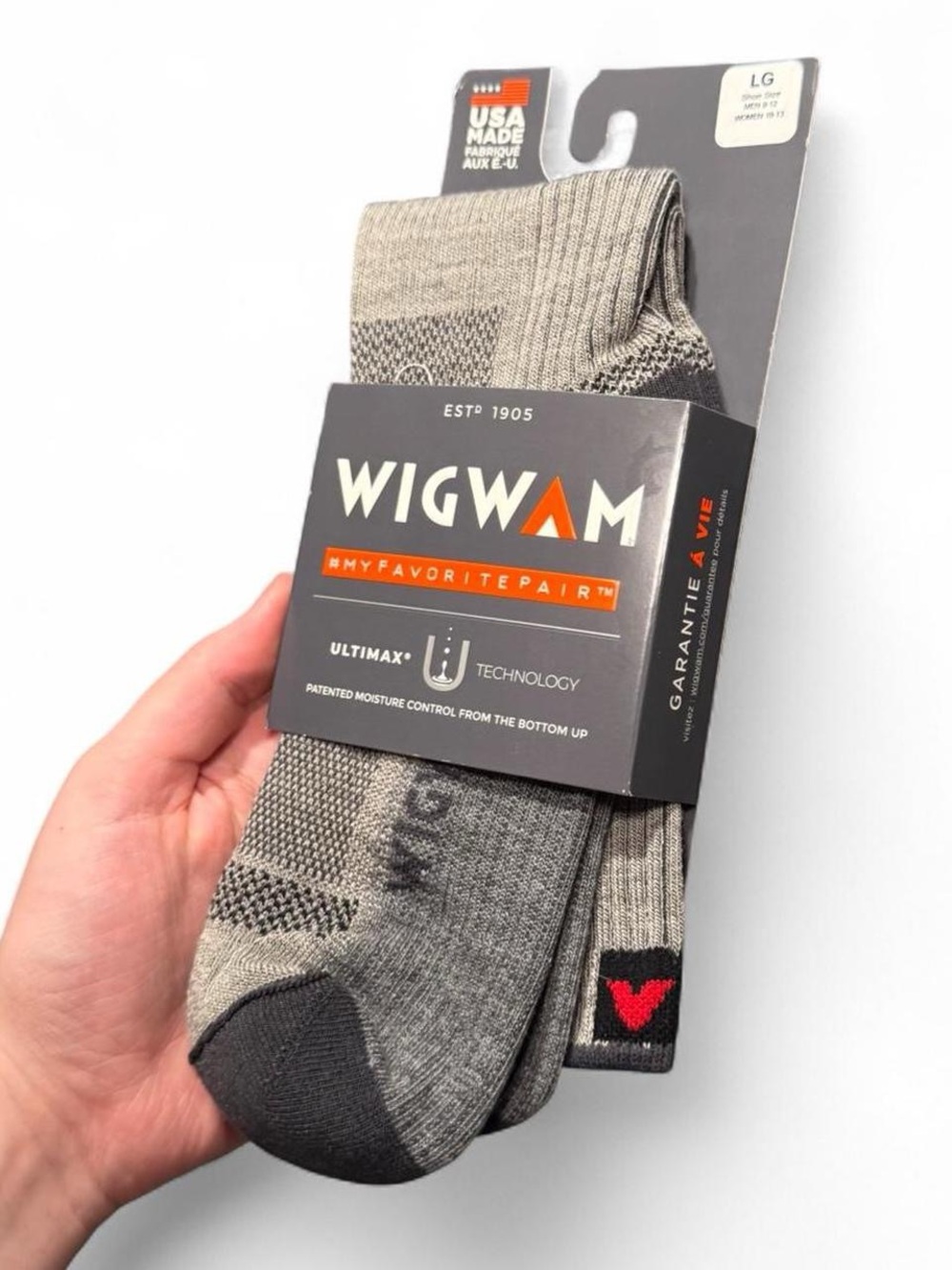 Wigwam Men's Gray Crew Socks with Ultimax Moisture Control